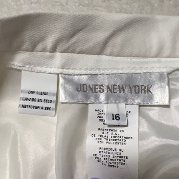 Jones New York Womens Off White Skirt Suit Set Long Sleeve Office Attire Sz 16 - Picture 8 of 14